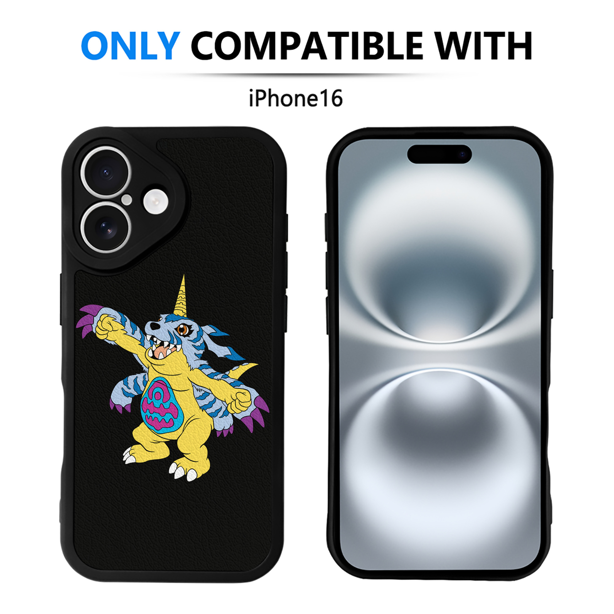 （画像用） Digimon デジタルモンスター/デジモン 【iPhone 16シリーズ対応】シリコンスマホケース（レザー調） 材質：シリコン